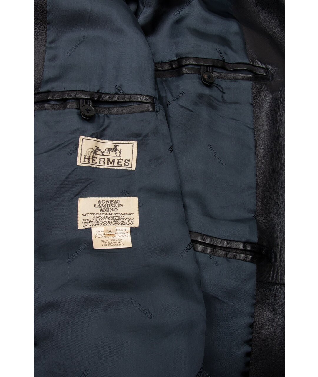 HERMES PRE-OWNED Черный кожаный пиджак, фото 3