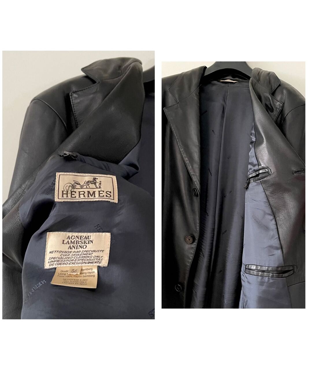 HERMES PRE-OWNED Черный кожаный пиджак, фото 6