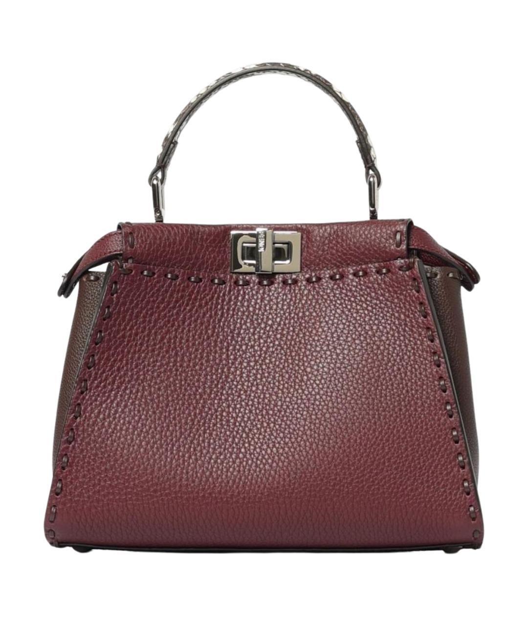FENDI Бордовая кожаная сумка тоут, фото 1