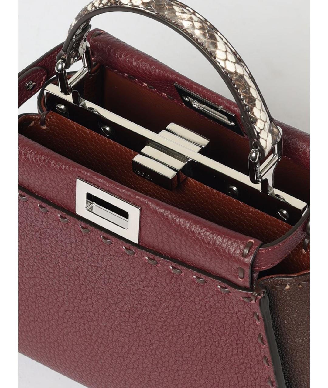 FENDI Бордовая кожаная сумка тоут, фото 5