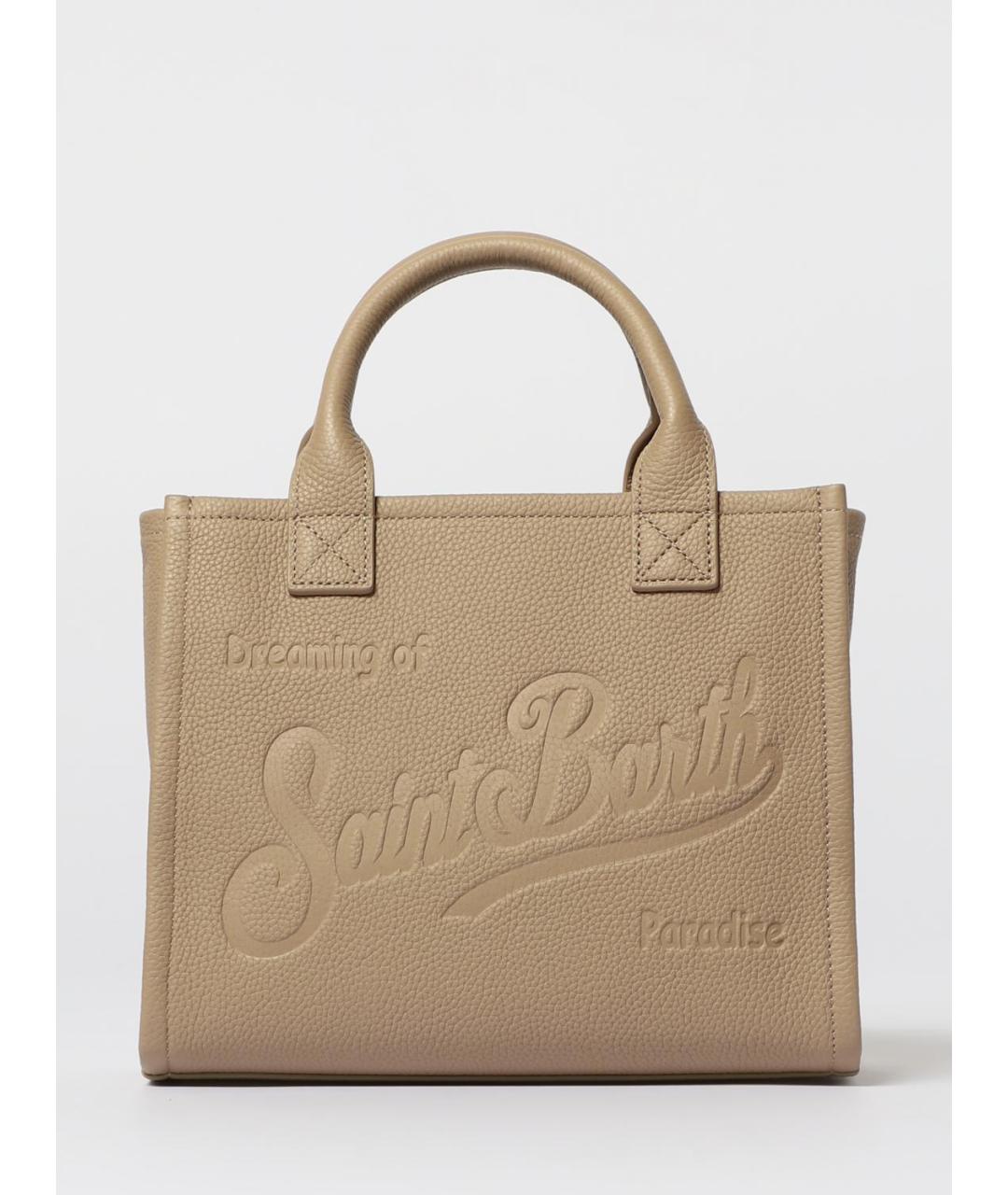 MC2 SAINT BARTH Бежевая кожаная сумка с короткими ручками, фото 4