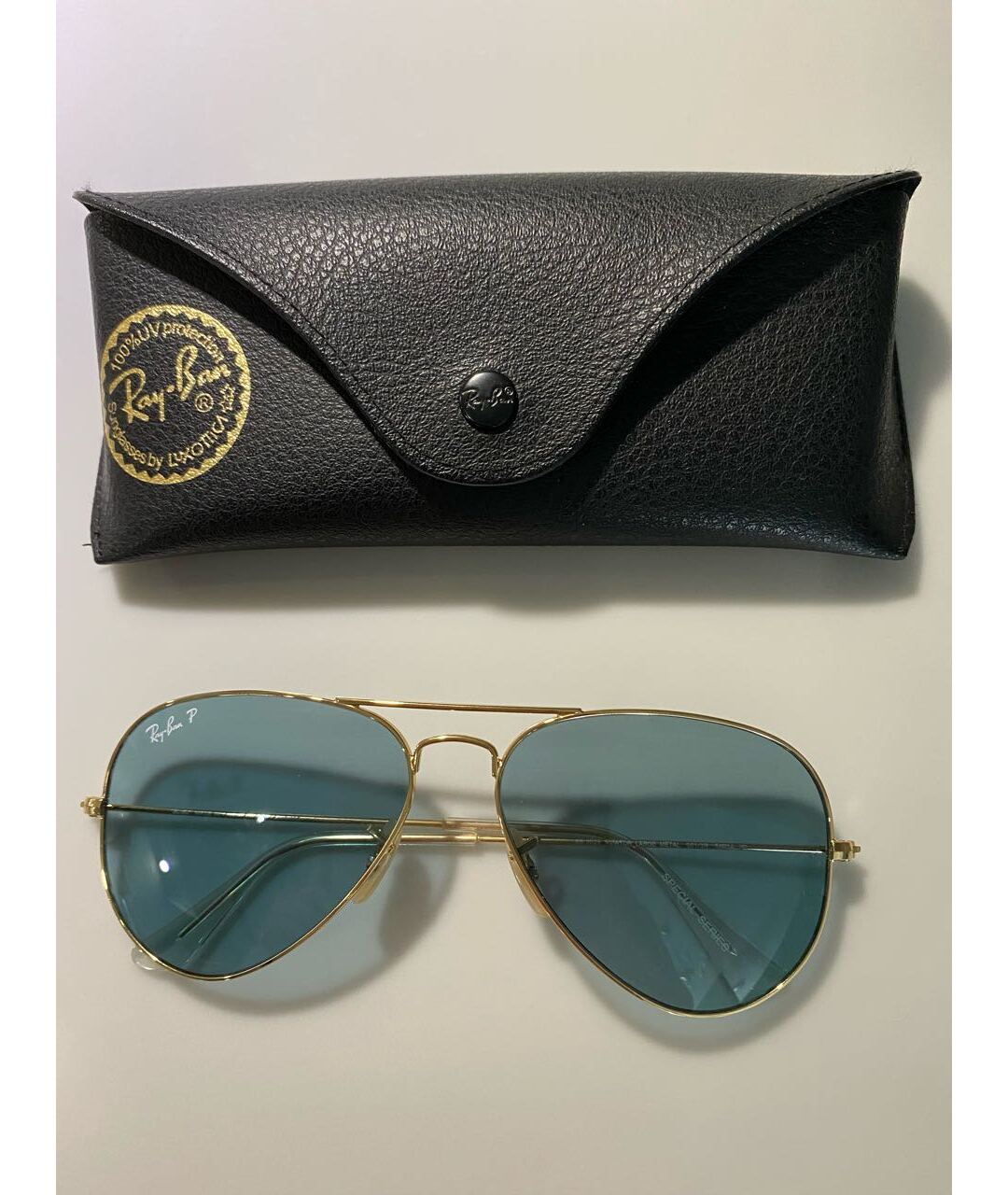 RAY BAN Золотые металлические солнцезащитные очки, фото 5