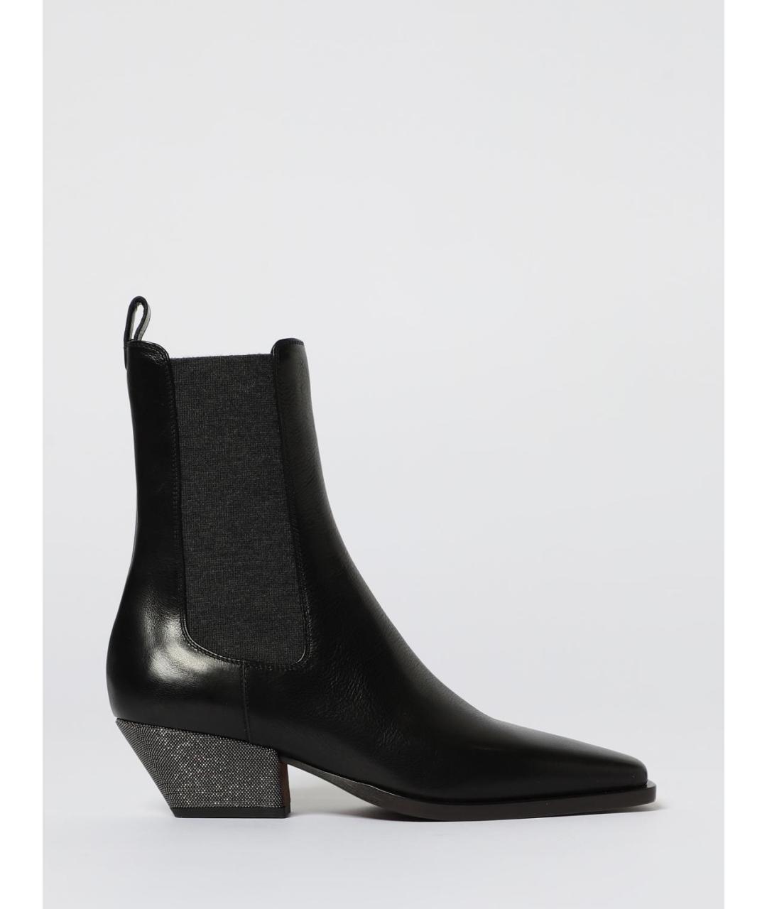 BRUNELLO CUCINELLI Черные кожаные ботинки, фото 5