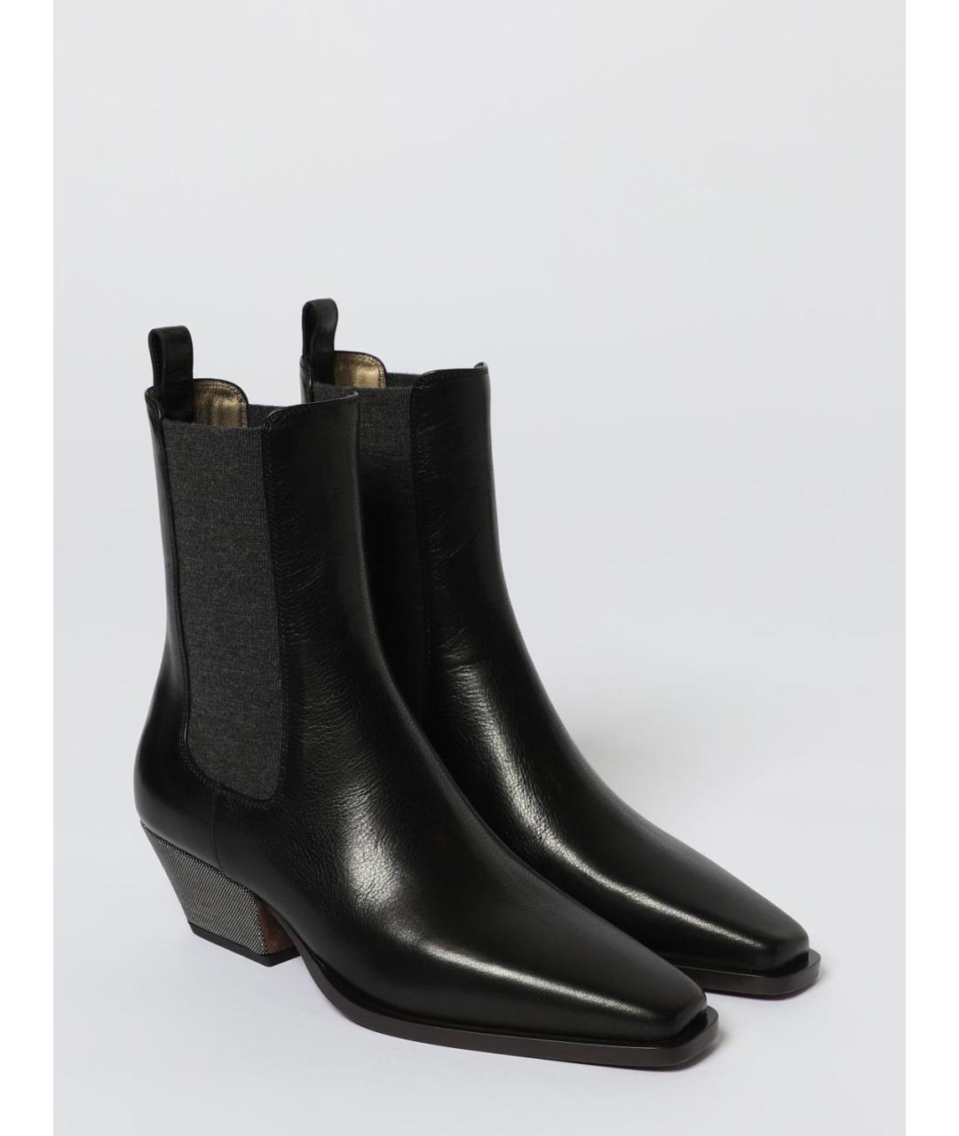BRUNELLO CUCINELLI Черные кожаные ботинки, фото 2