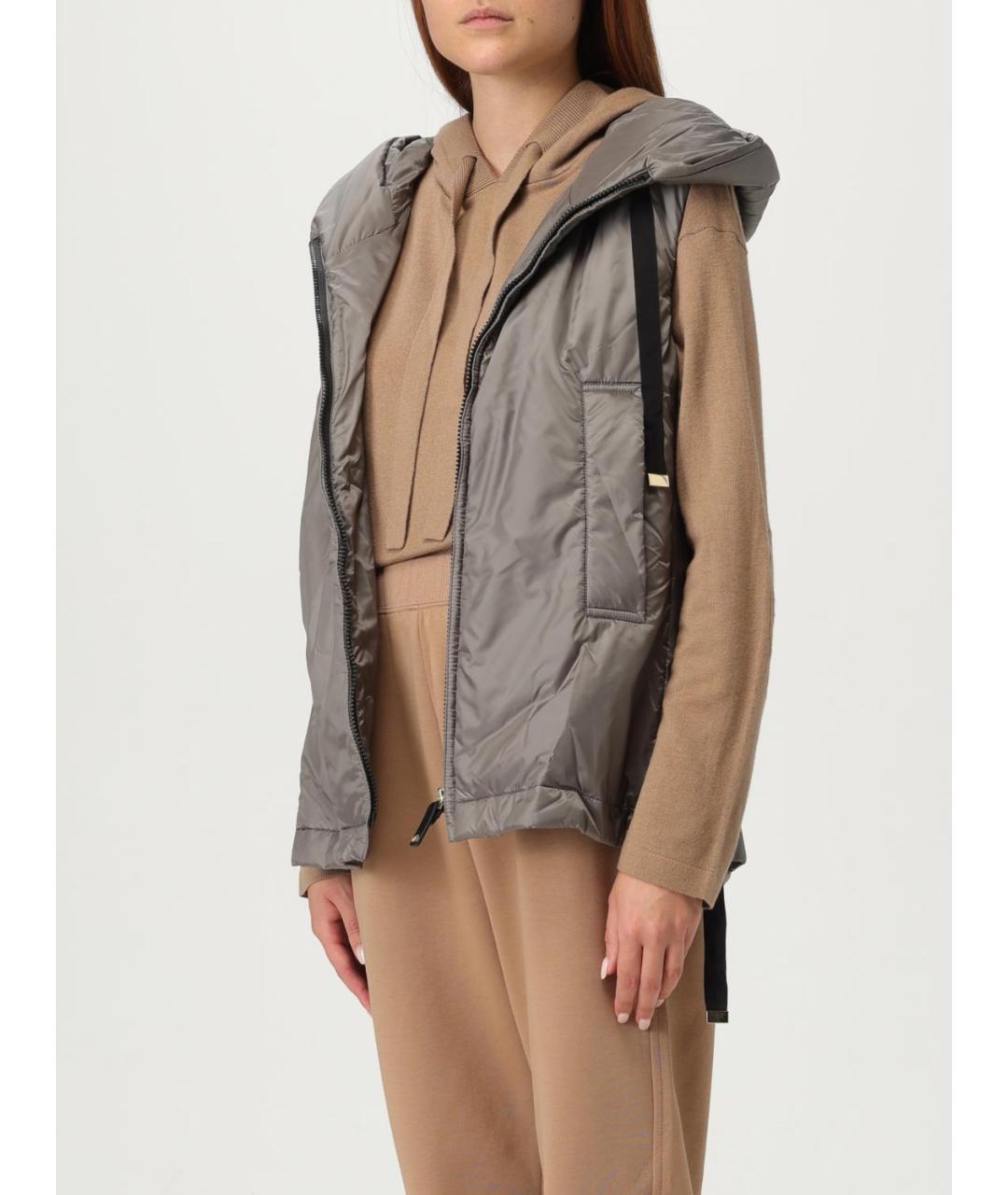 MAX MARA Серый полиэстеровый жилет, фото 3