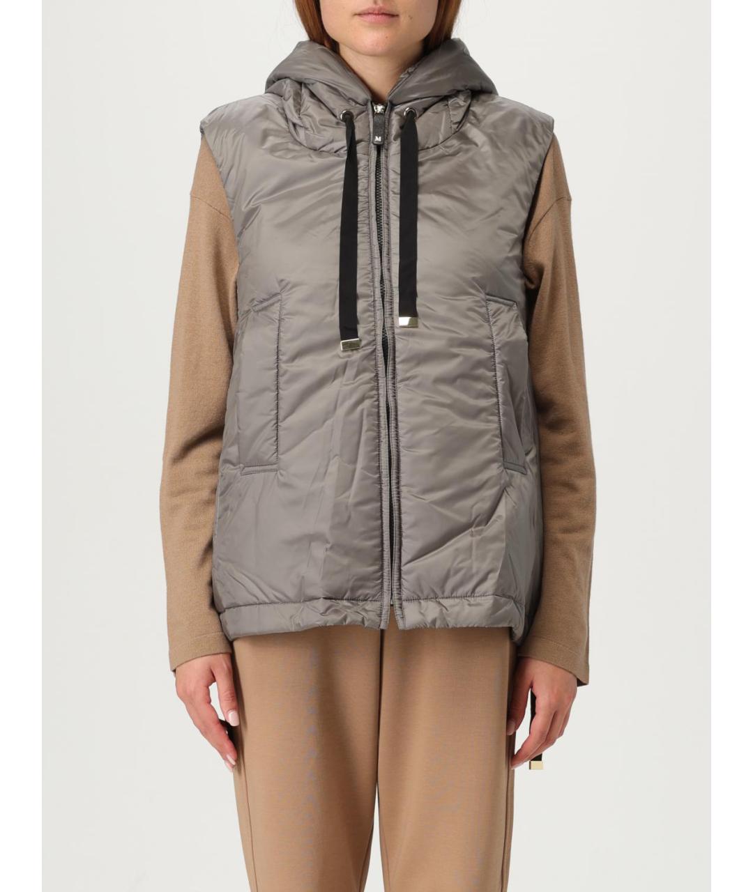 MAX MARA Серый полиэстеровый жилет, фото 5