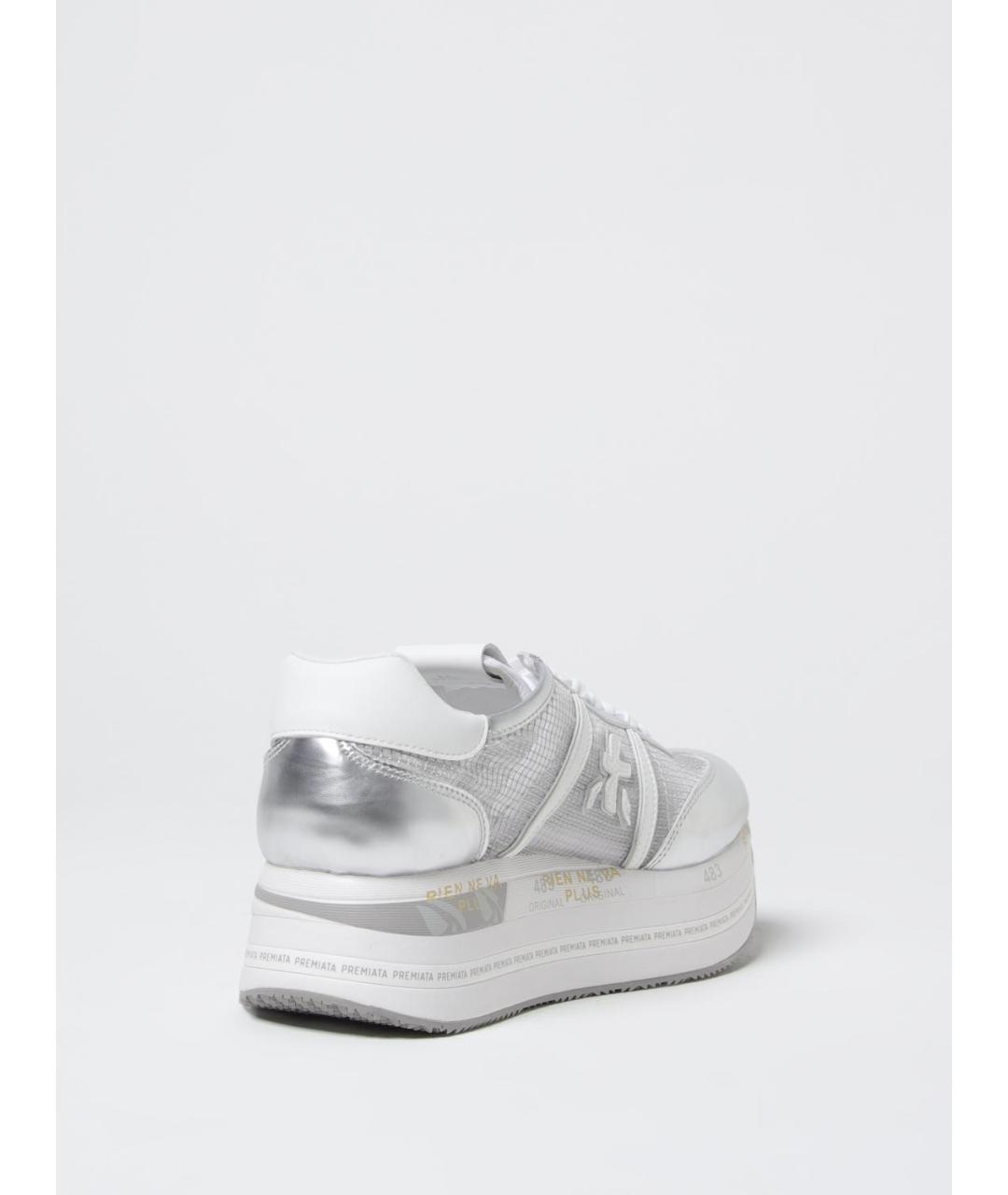 PREMIATA Серебряные кожаные кроссовки, фото 3