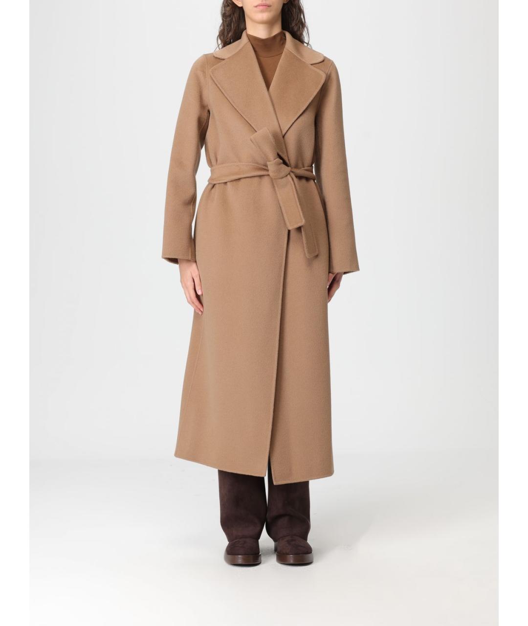 'S MAX MARA Бежевое шерстяное пальто, фото 6