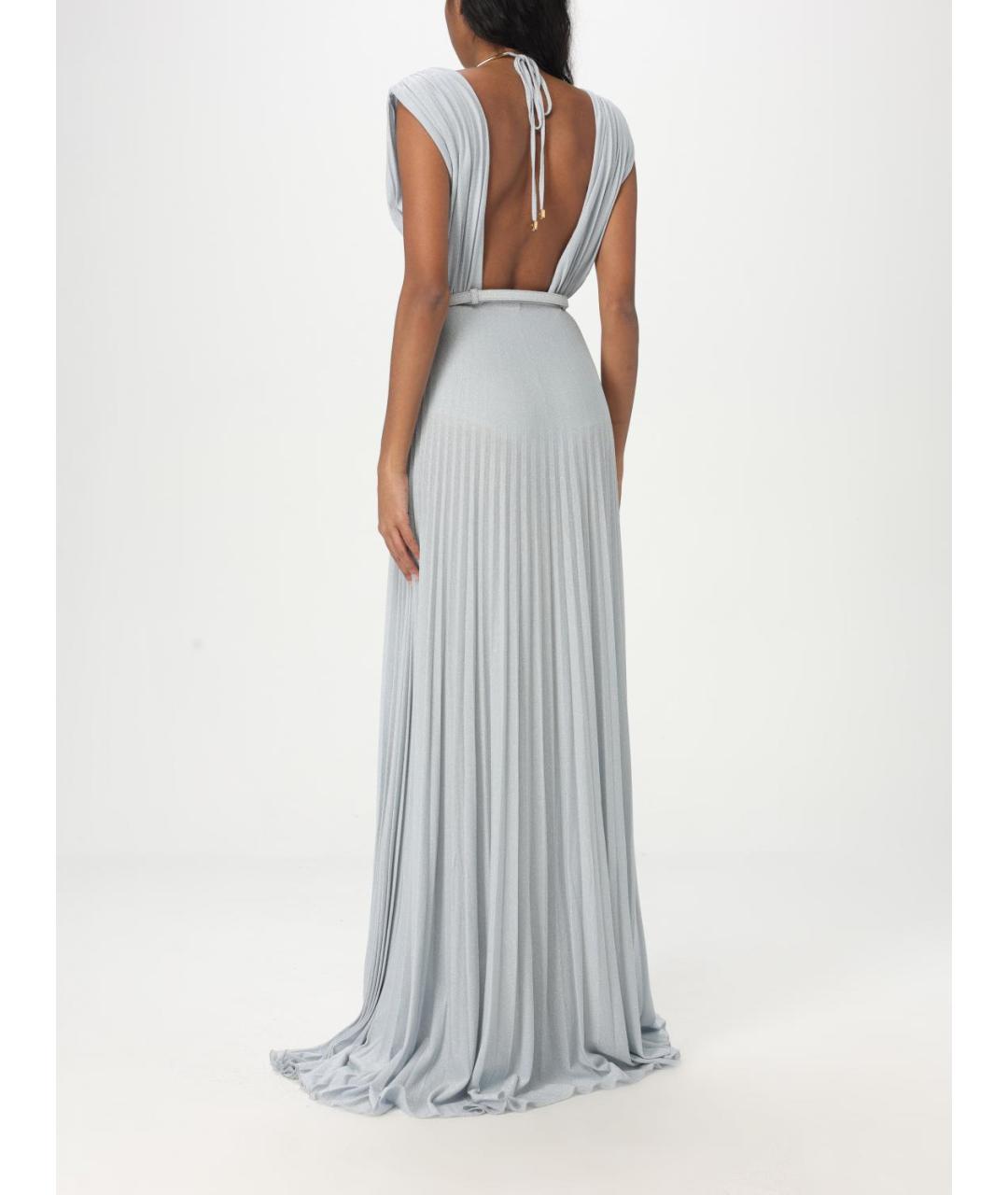 ELISABETTA FRANCHI Голубое вискозное вечернее платье, фото 3