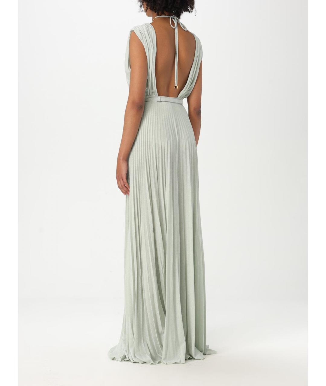 ELISABETTA FRANCHI Салатовыое вискозное вечернее платье, фото 2