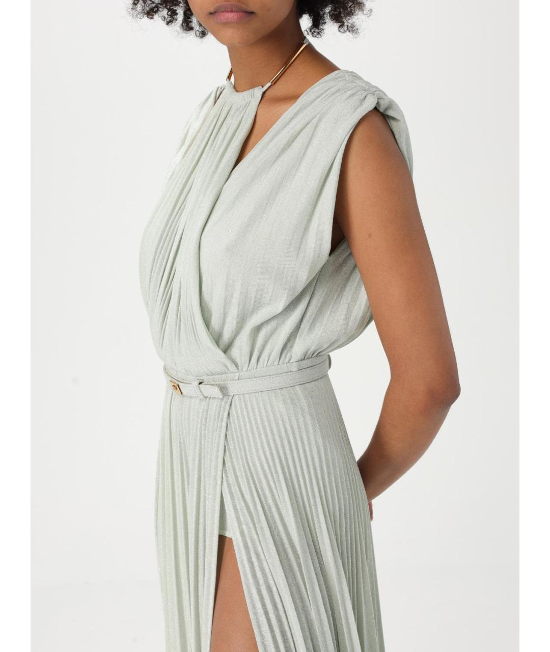 ELISABETTA FRANCHI Салатовыое вискозное вечернее платье, фото 3