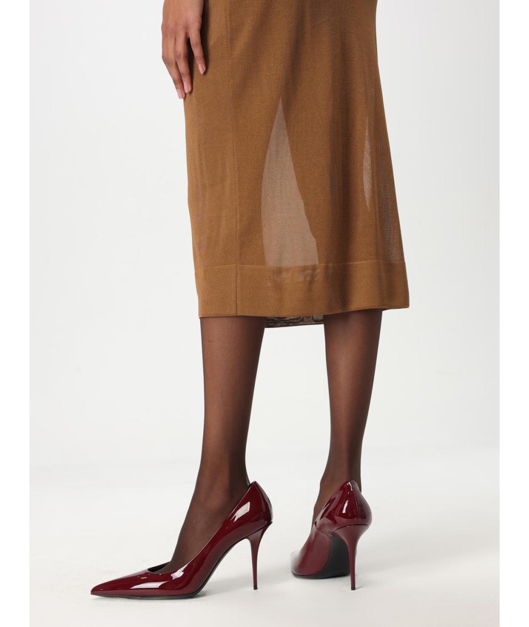 SAINT LAURENT Бежевая вискозная юбка миди, фото 5