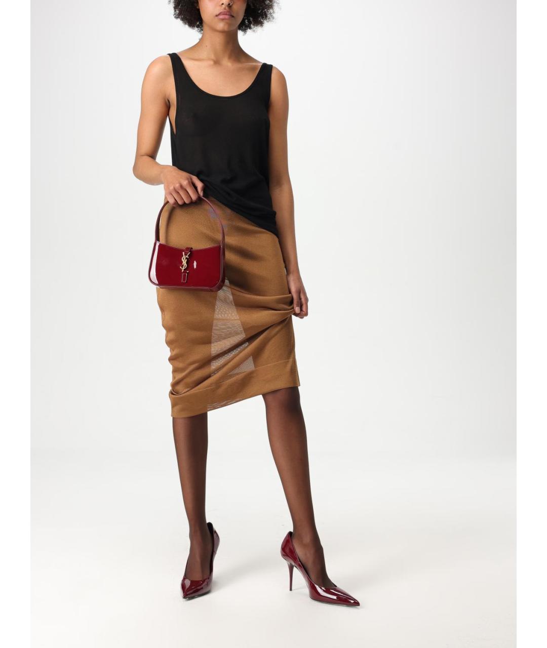 SAINT LAURENT Бежевая вискозная юбка миди, фото 2
