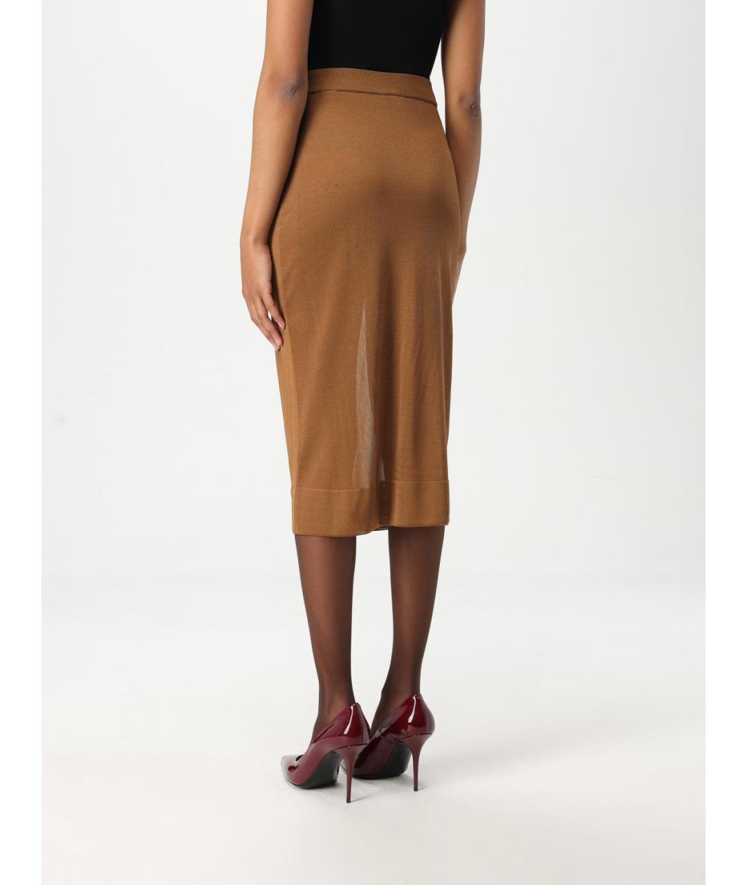 SAINT LAURENT Бежевая вискозная юбка миди, фото 3
