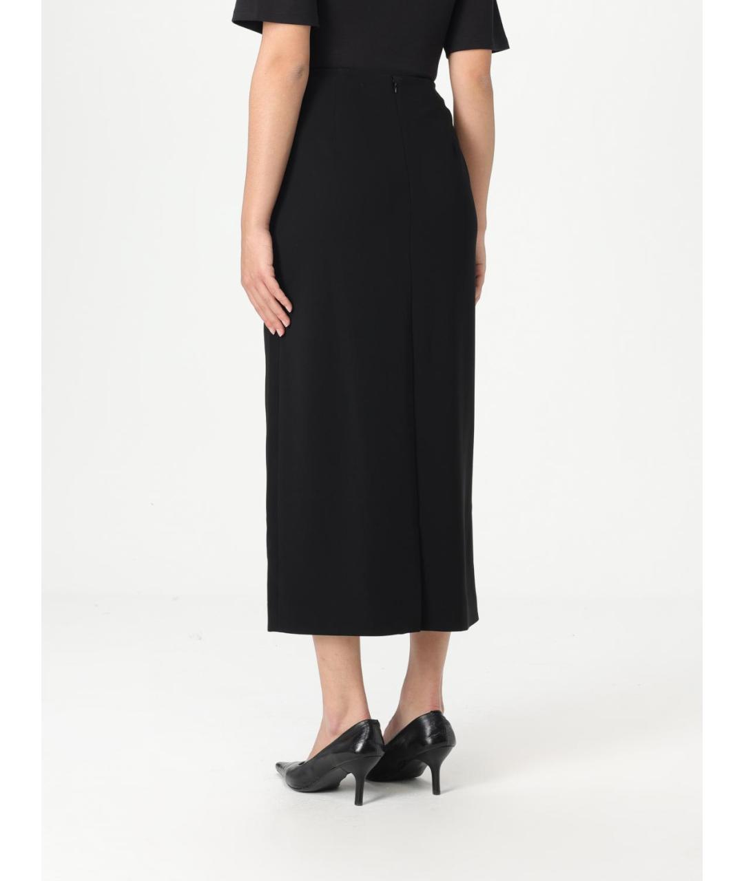 THEORY Черная ацетатная юбка миди, фото 2