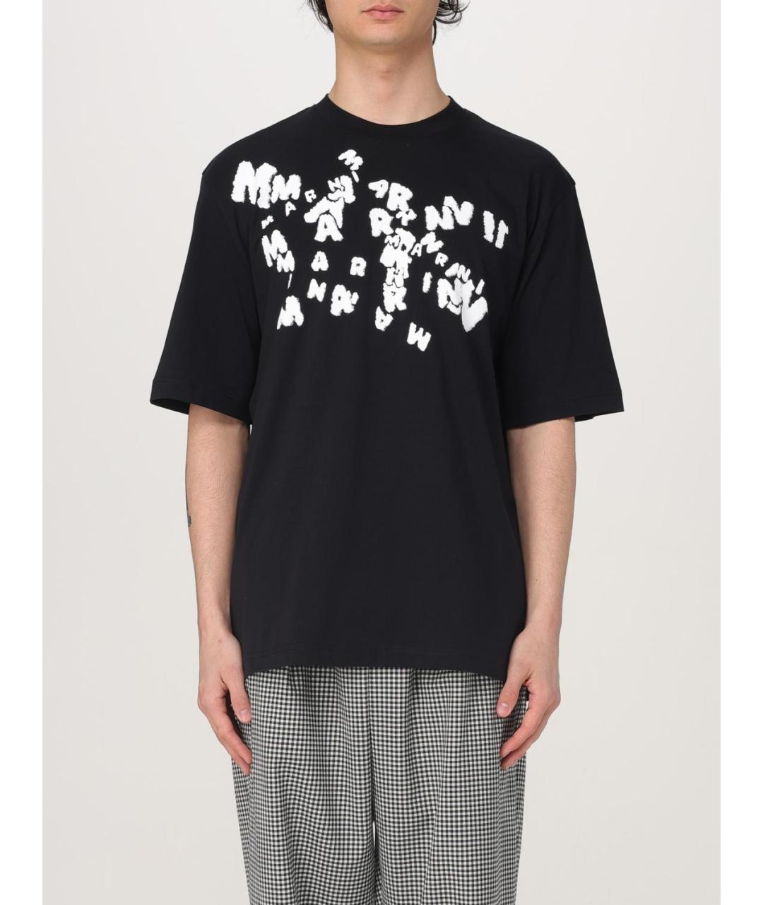 MARNI Черная хлопковая футболка, фото 2