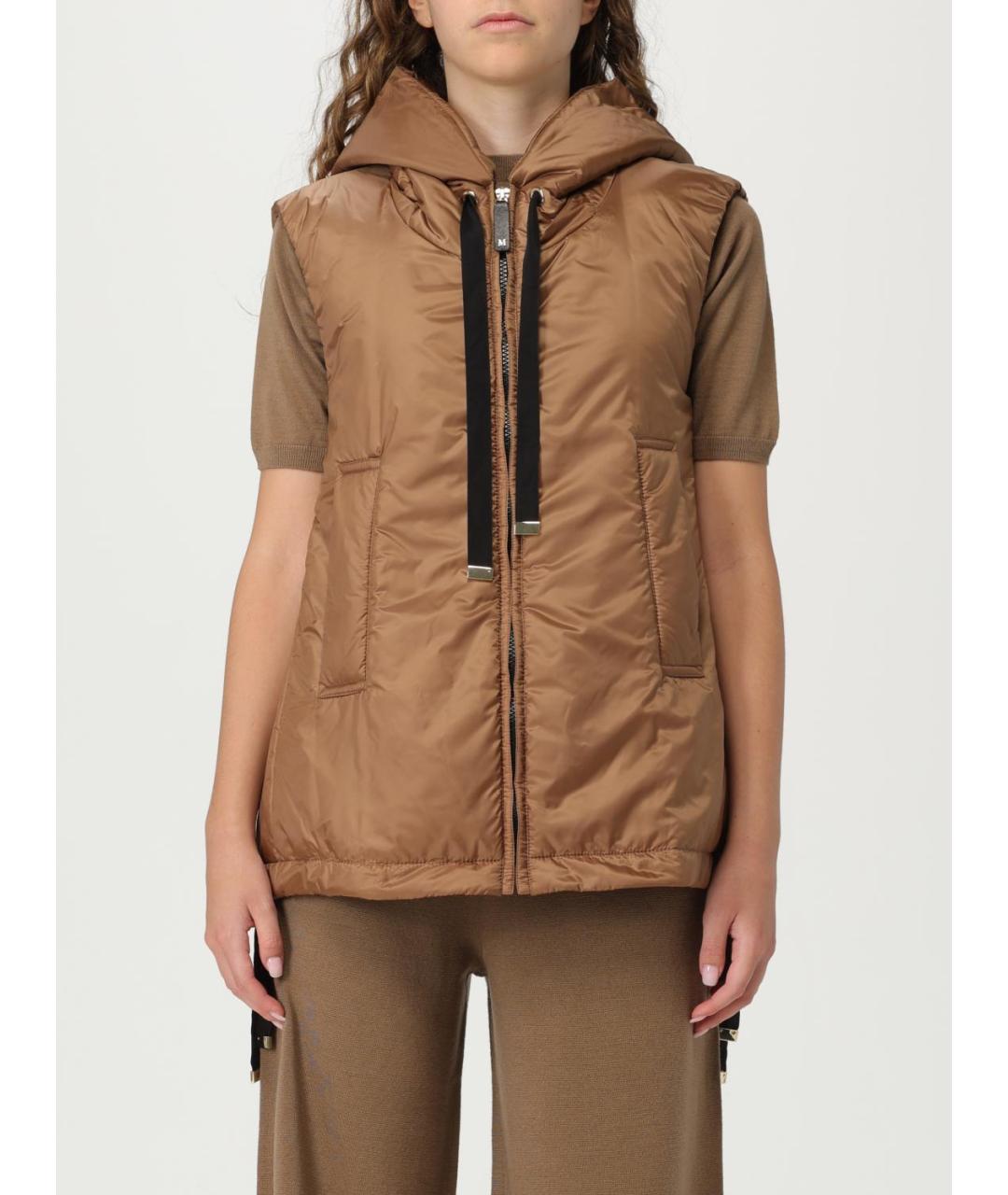 MAX MARA Коричневый полиэстеровый жилет, фото 6