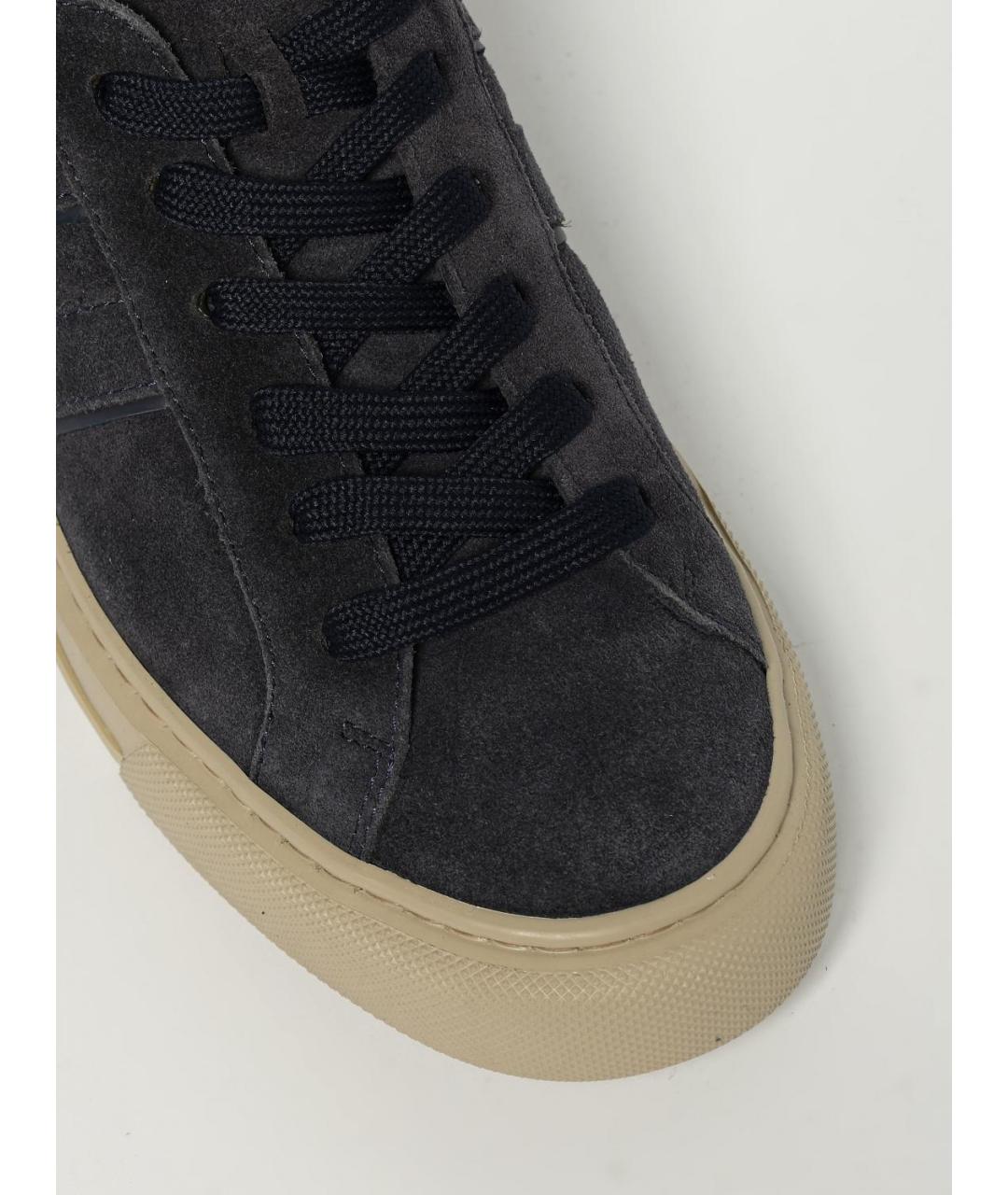 HOGAN Синие кожаные низкие кроссовки / кеды, фото 4