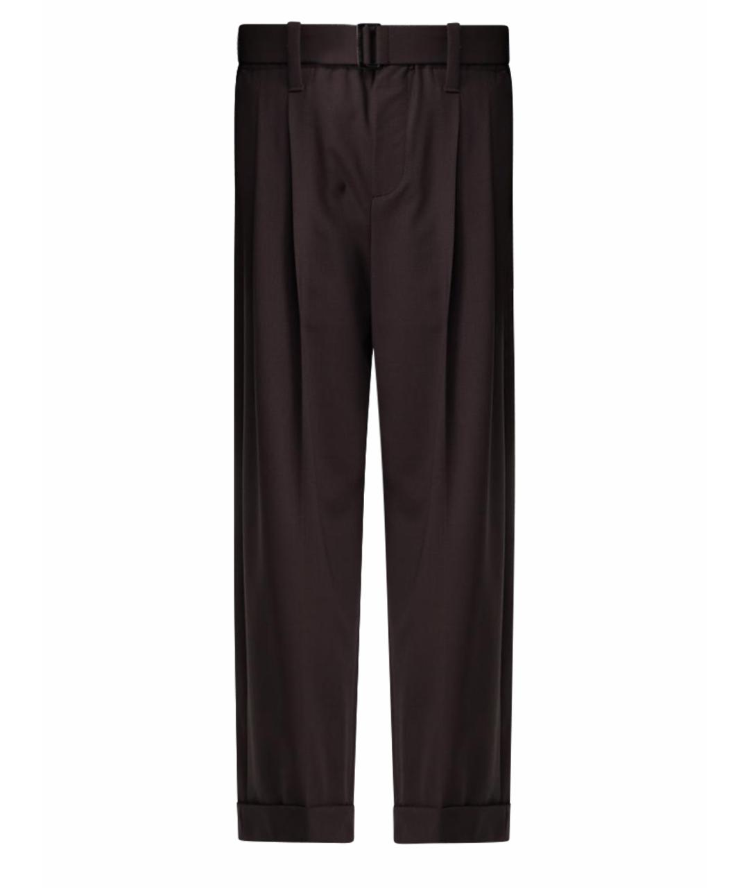 BRUNELLO CUCINELLI Коричневые шерстяные прямые брюки, фото 1
