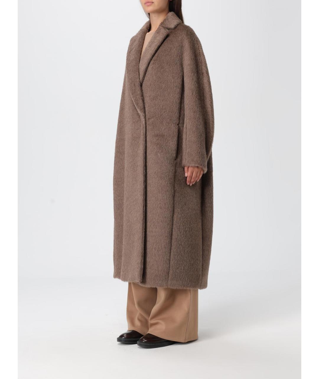 'S MAX MARA Коричневое шерстяное пальто, фото 4