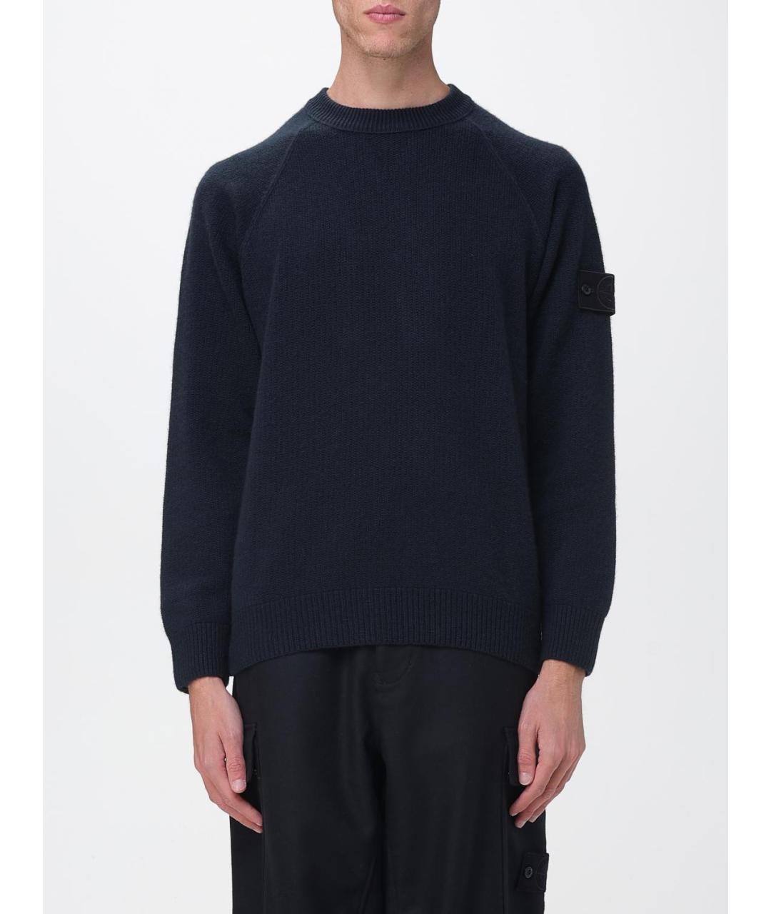 STONE ISLAND Темно-синий кашемировый джемпер / свитер, фото 2