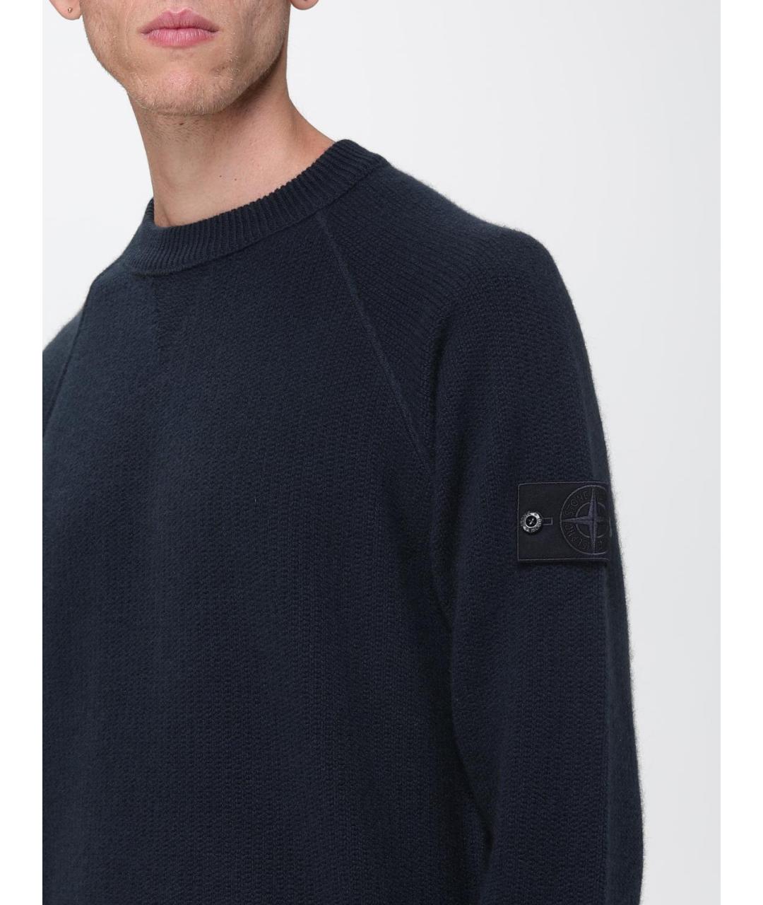 STONE ISLAND Темно-синий кашемировый джемпер / свитер, фото 5