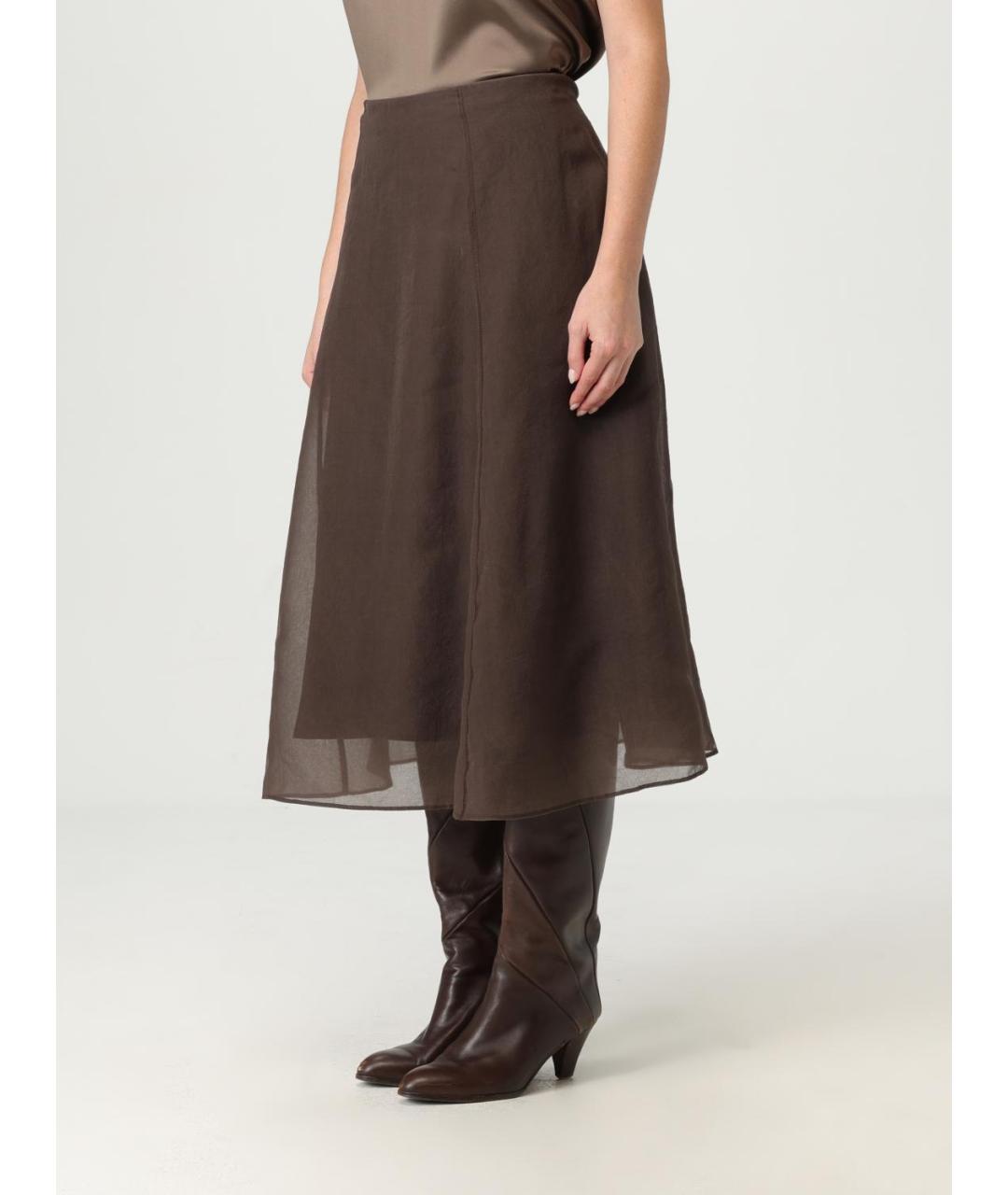 BRUNELLO CUCINELLI Коричневая юбка миди, фото 4