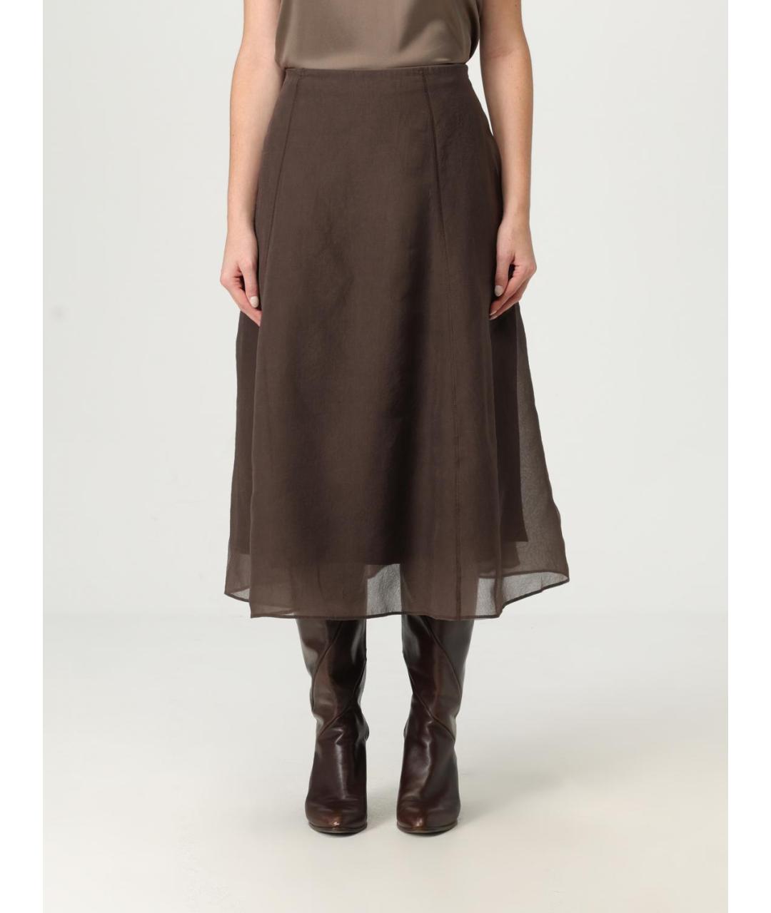 BRUNELLO CUCINELLI Коричневая юбка миди, фото 6