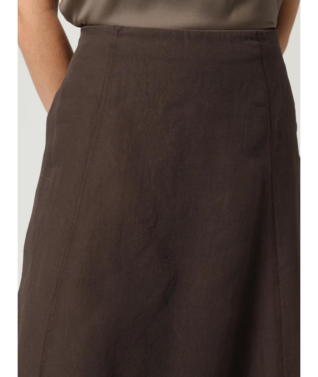 BRUNELLO CUCINELLI Коричневая юбка миди, фото 5