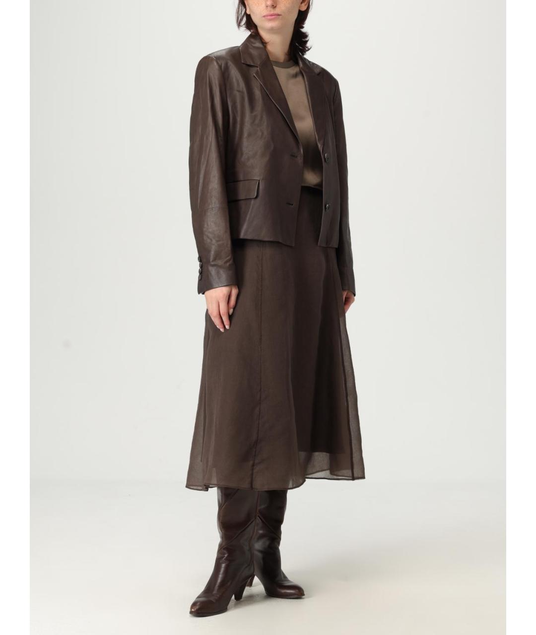 BRUNELLO CUCINELLI Коричневая юбка миди, фото 2