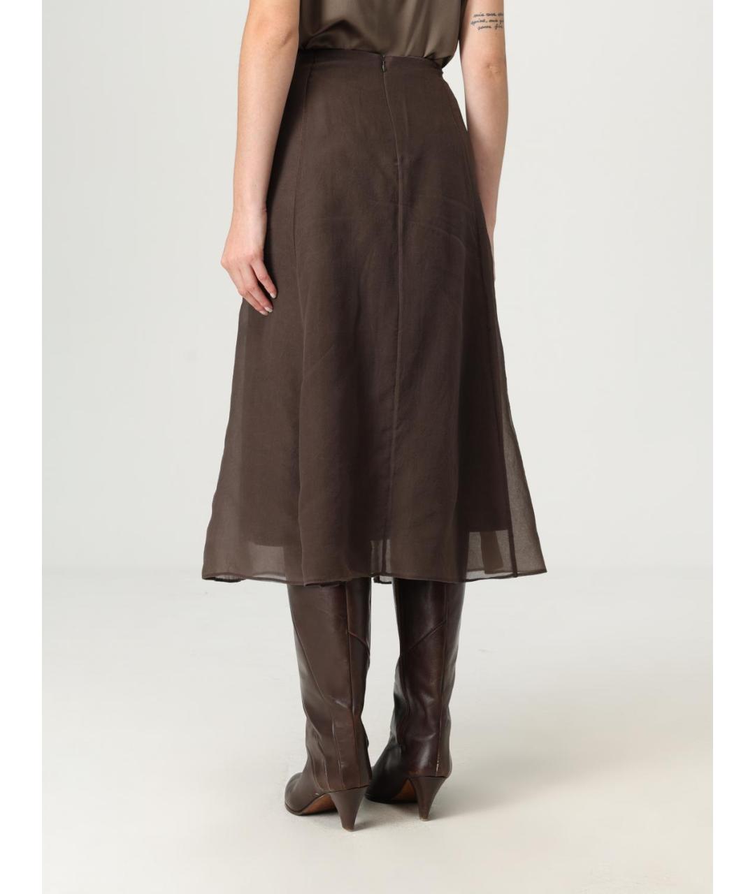 BRUNELLO CUCINELLI Коричневая юбка миди, фото 3