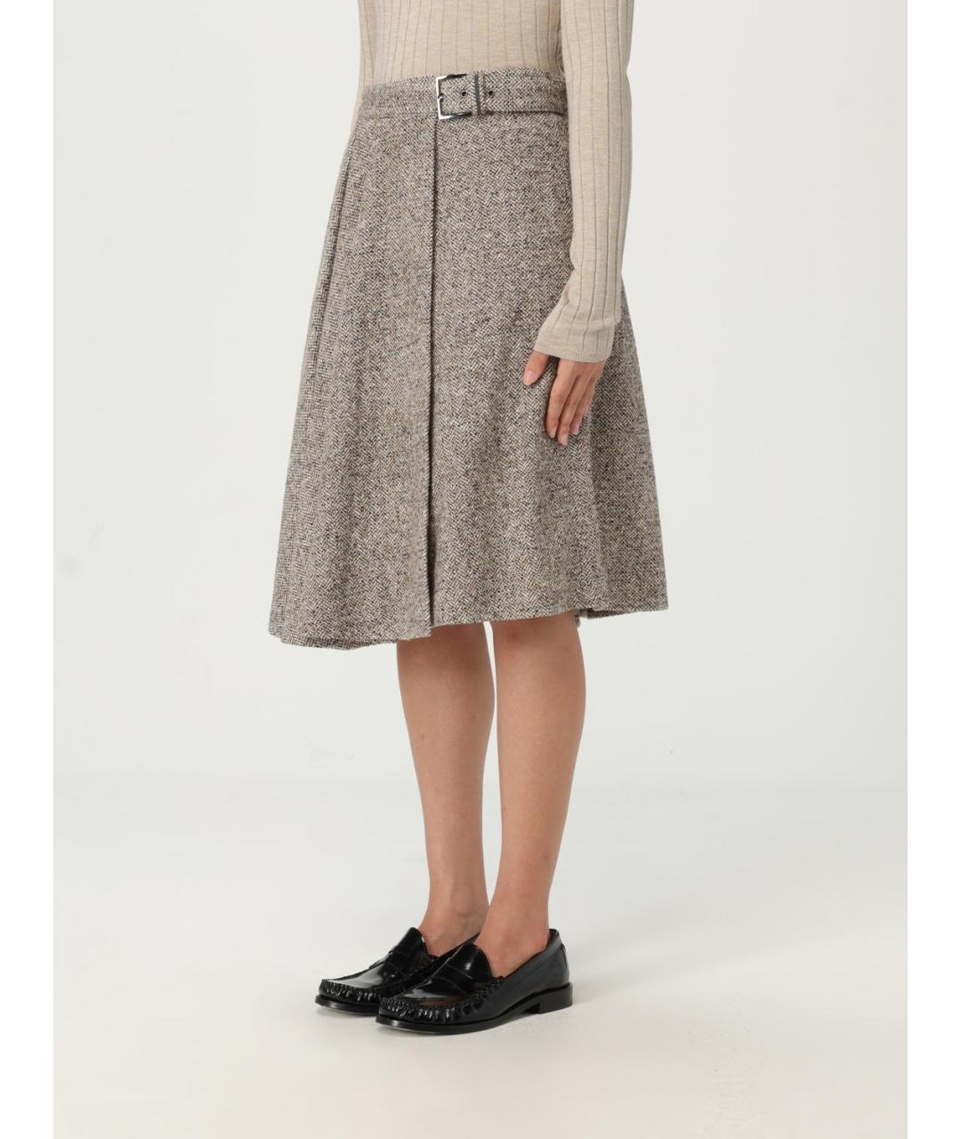 BRUNELLO CUCINELLI Бежевая шерстяная юбка миди, фото 4