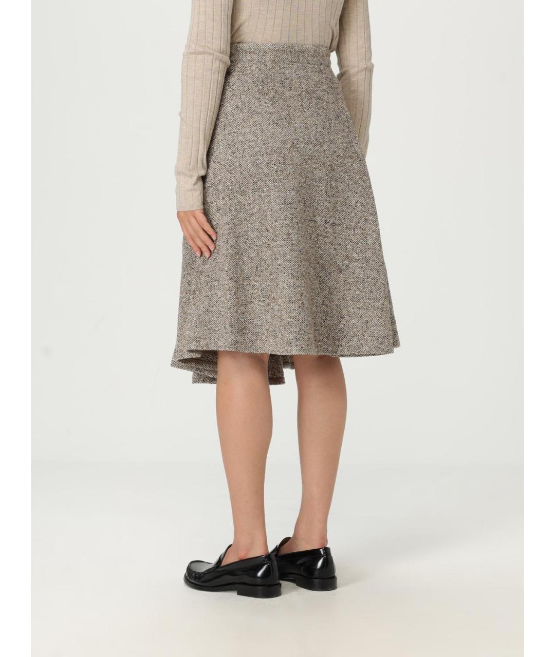 BRUNELLO CUCINELLI Бежевая шерстяная юбка миди, фото 3