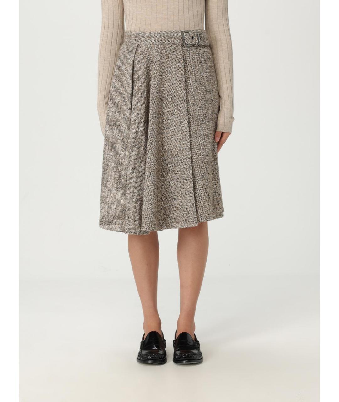 BRUNELLO CUCINELLI Бежевая шерстяная юбка миди, фото 6