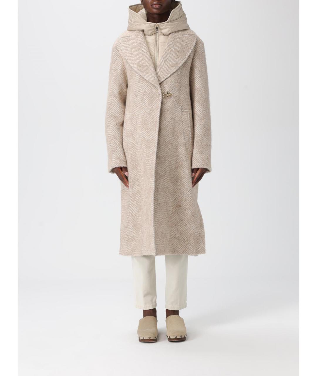 FAY Бежевое шерстяное пальто, фото 5