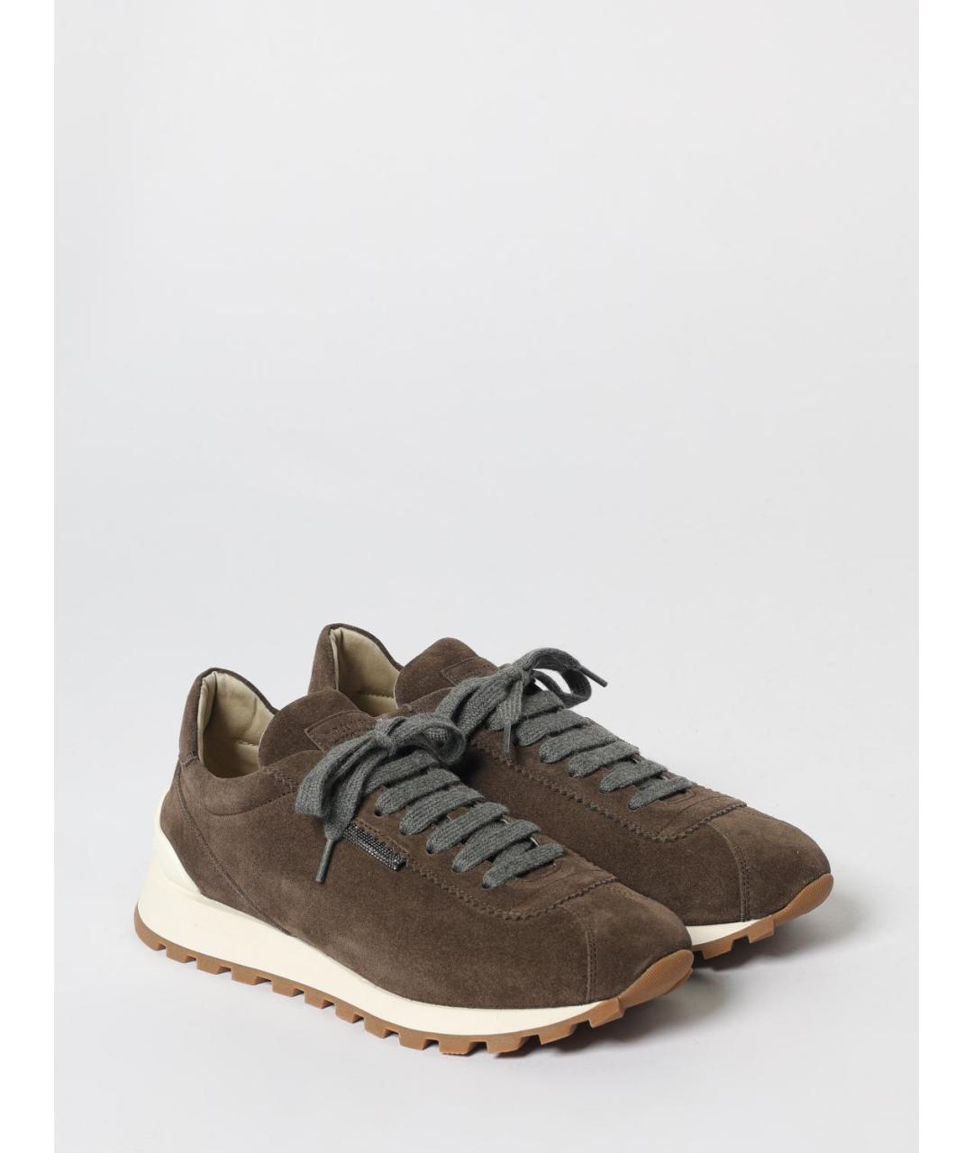 BRUNELLO CUCINELLI Коричневые замшевые кроссовки, фото 2