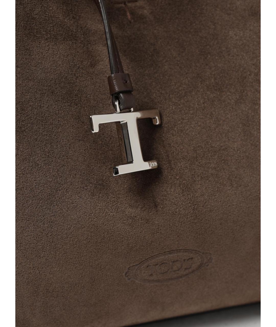 TOD'S Коричневая замшевая сумка тоут, фото 3