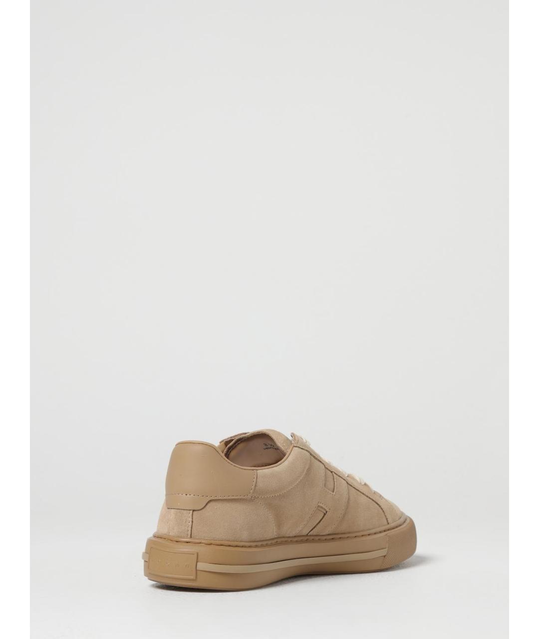 HOGAN Бежевые замшевые низкие кроссовки / кеды, фото 3