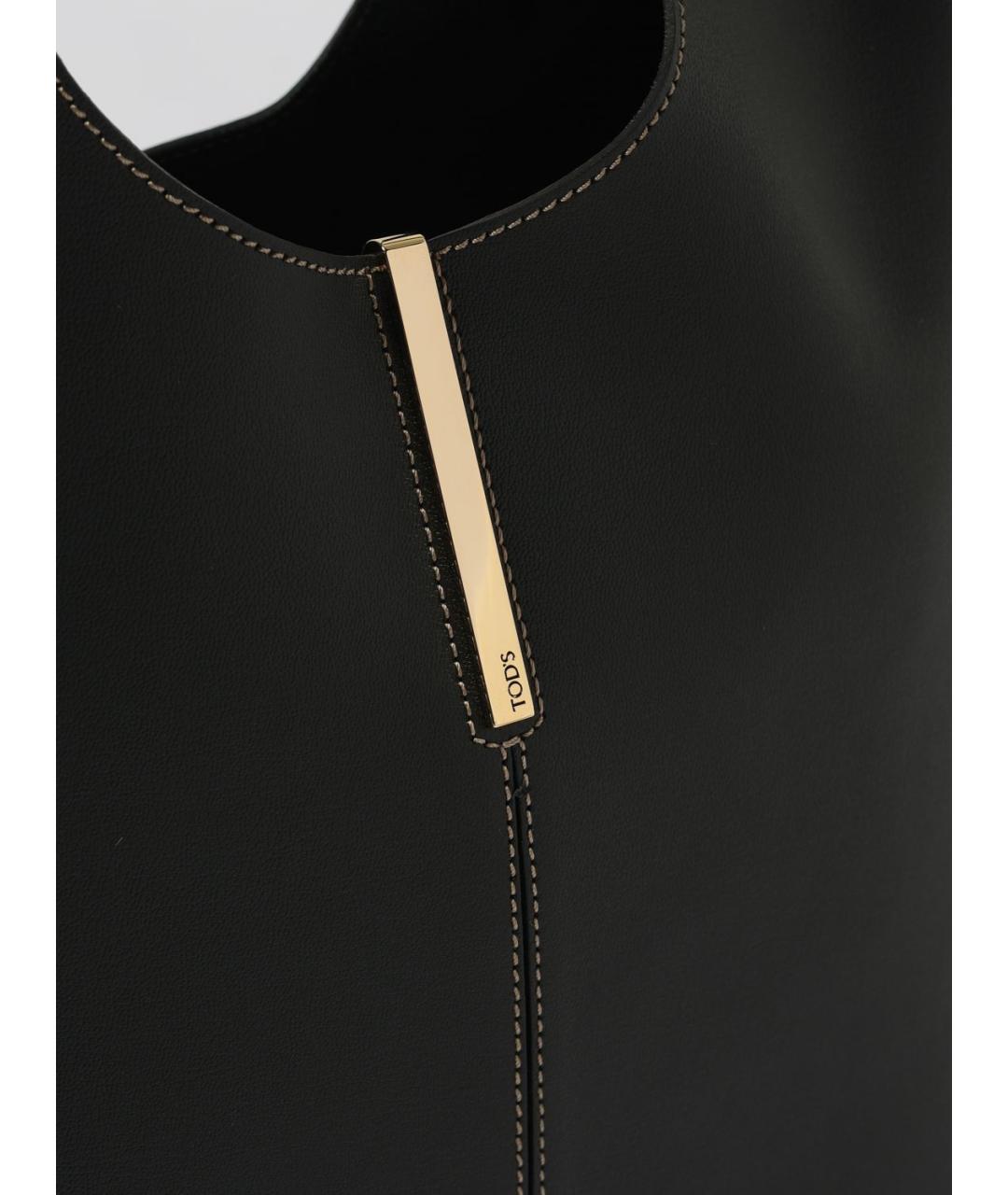 TOD'S Черная кожаная сумка тоут, фото 3