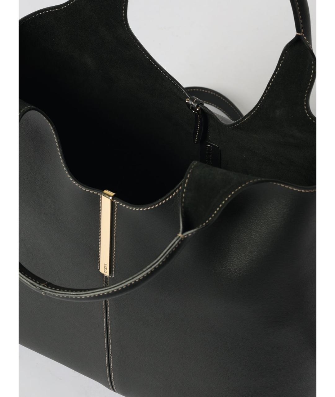 TOD'S Черная кожаная сумка тоут, фото 4