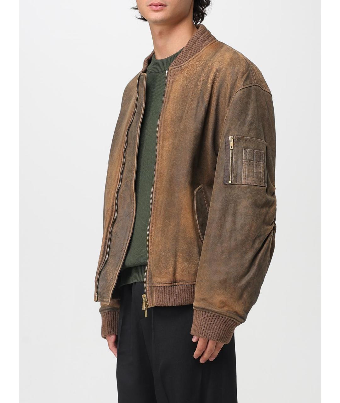 GOLDEN GOOSE DELUXE BRAND Коричневая кожаная куртка, фото 4