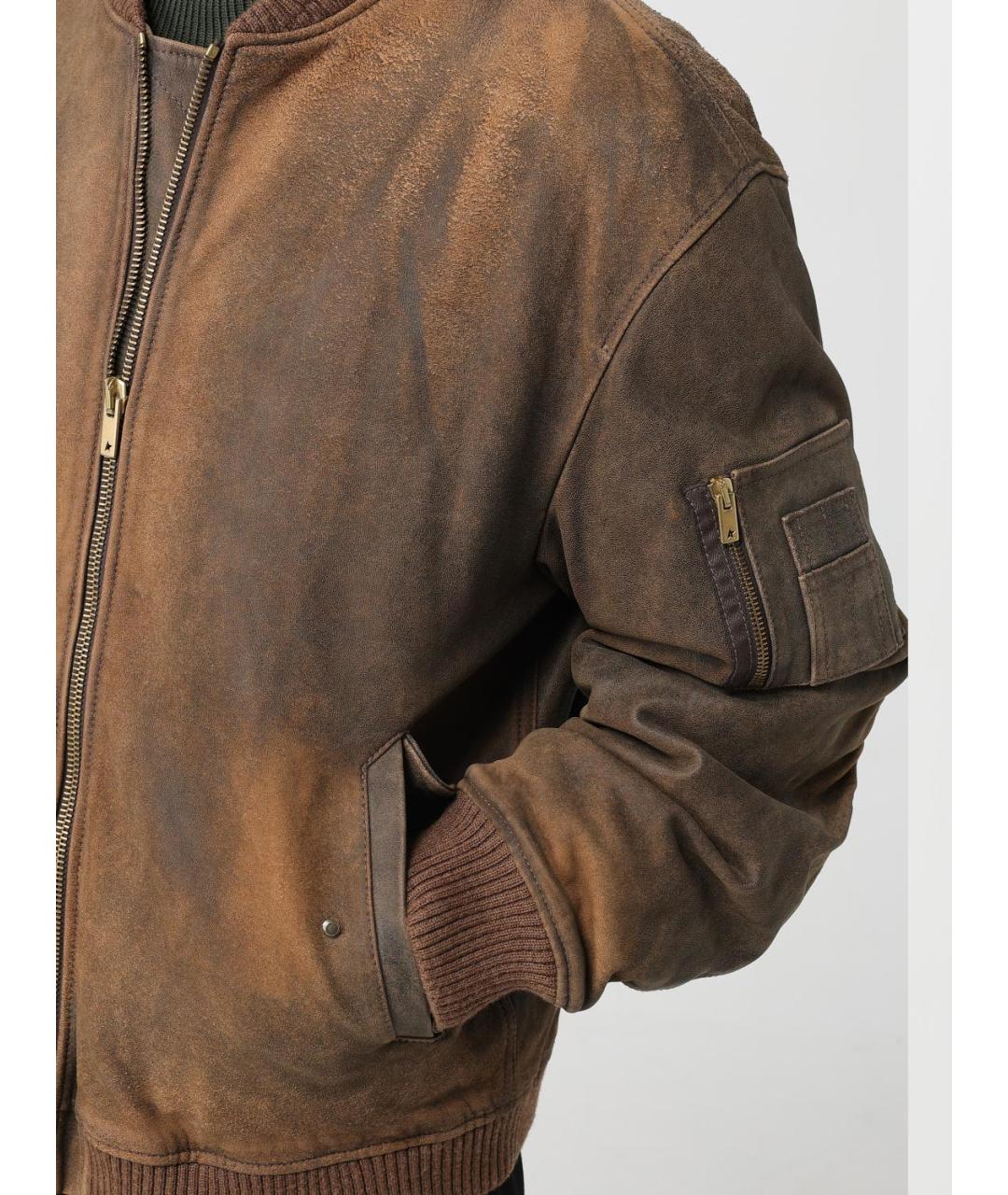 GOLDEN GOOSE DELUXE BRAND Коричневая кожаная куртка, фото 5