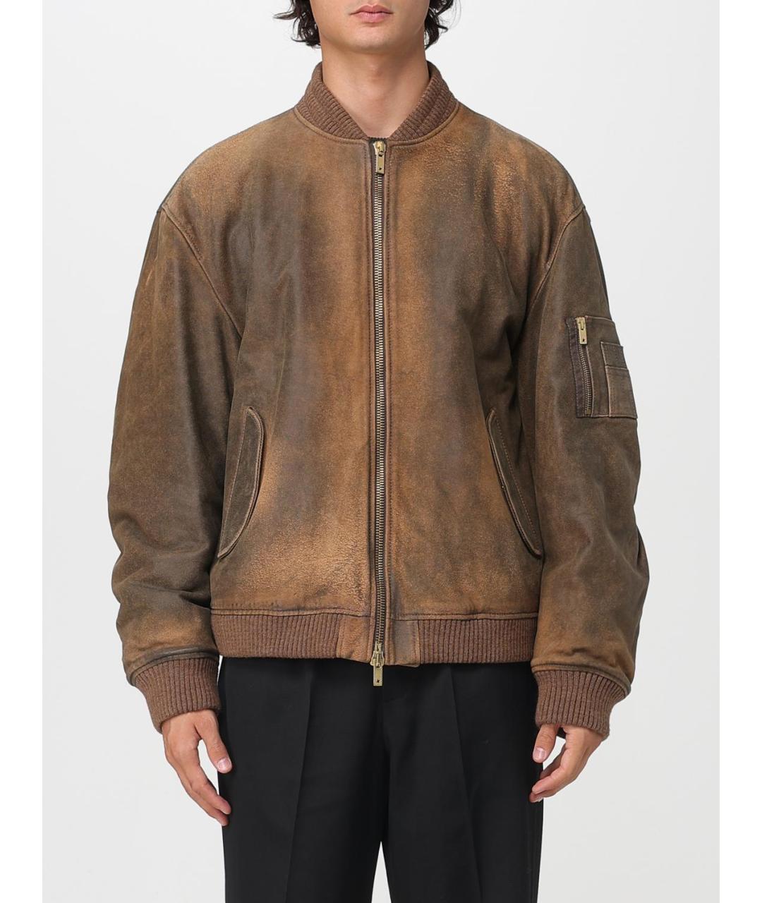 GOLDEN GOOSE DELUXE BRAND Коричневая кожаная куртка, фото 6