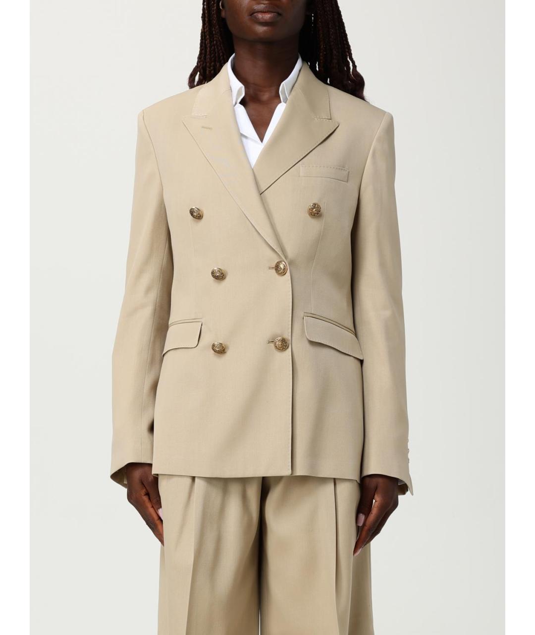 GOLDEN GOOSE DELUXE BRAND Бежевый шерстяной жакет/пиджак, фото 6