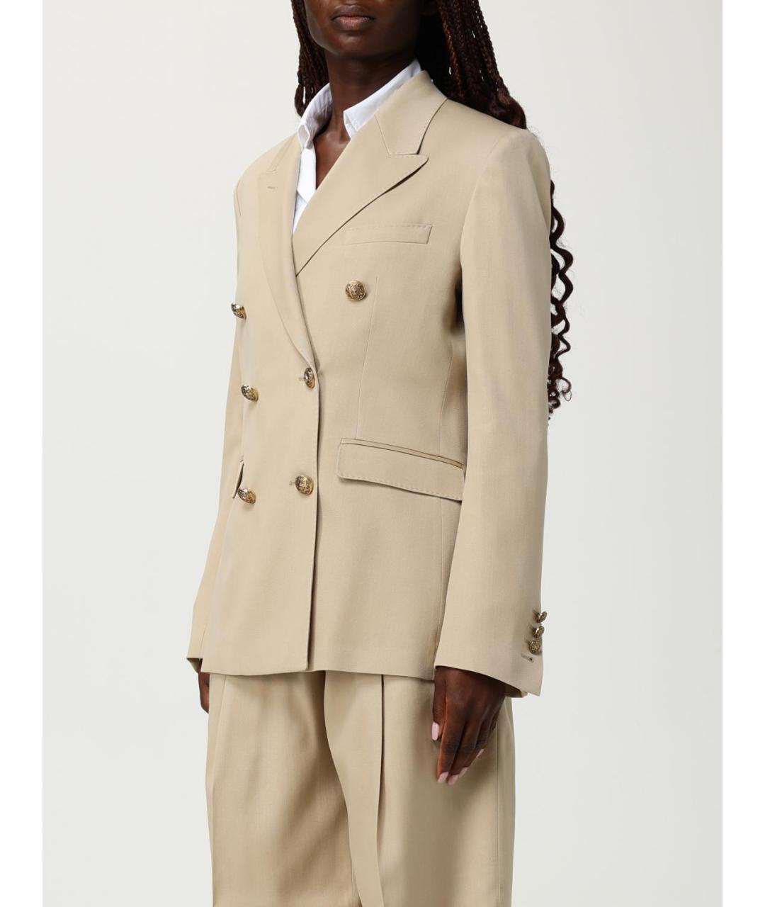 GOLDEN GOOSE DELUXE BRAND Бежевый шерстяной жакет/пиджак, фото 4