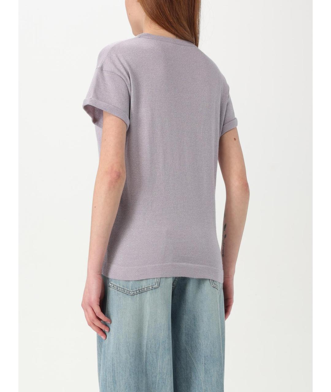 BRUNELLO CUCINELLI Фиолетовая кашемировая футболка, фото 3