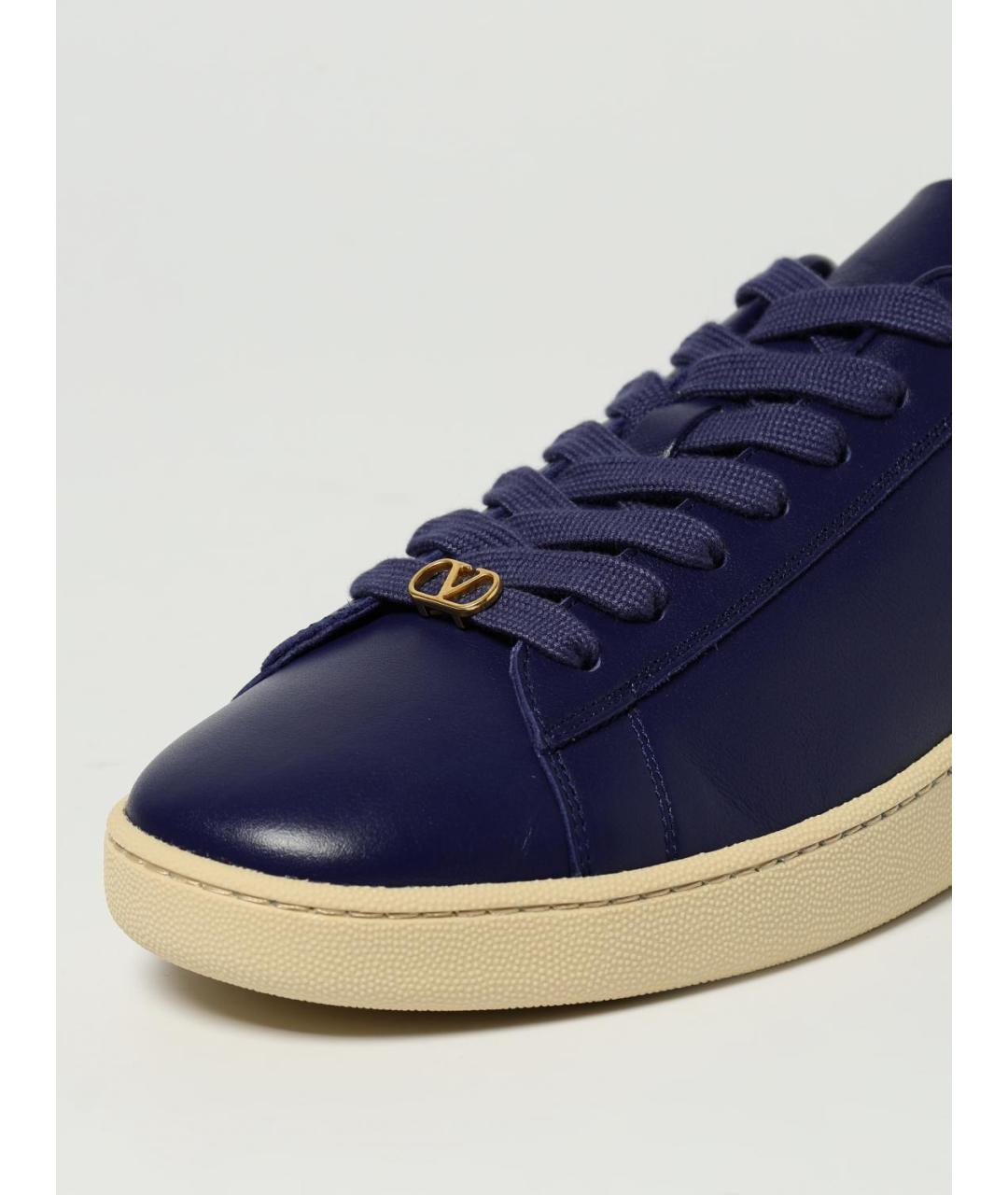 VALENTINO Синие кожаные низкие кроссовки / кеды, фото 4