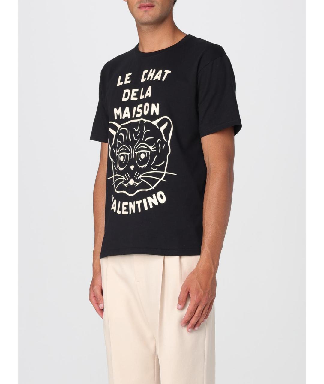 VALENTINO Черная хлопковая футболка, фото 4