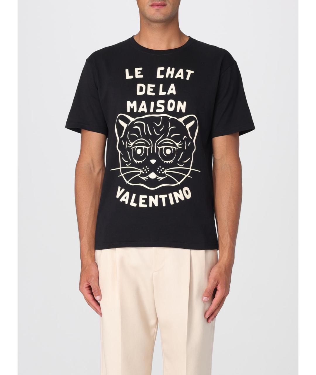 VALENTINO Черная хлопковая футболка, фото 6