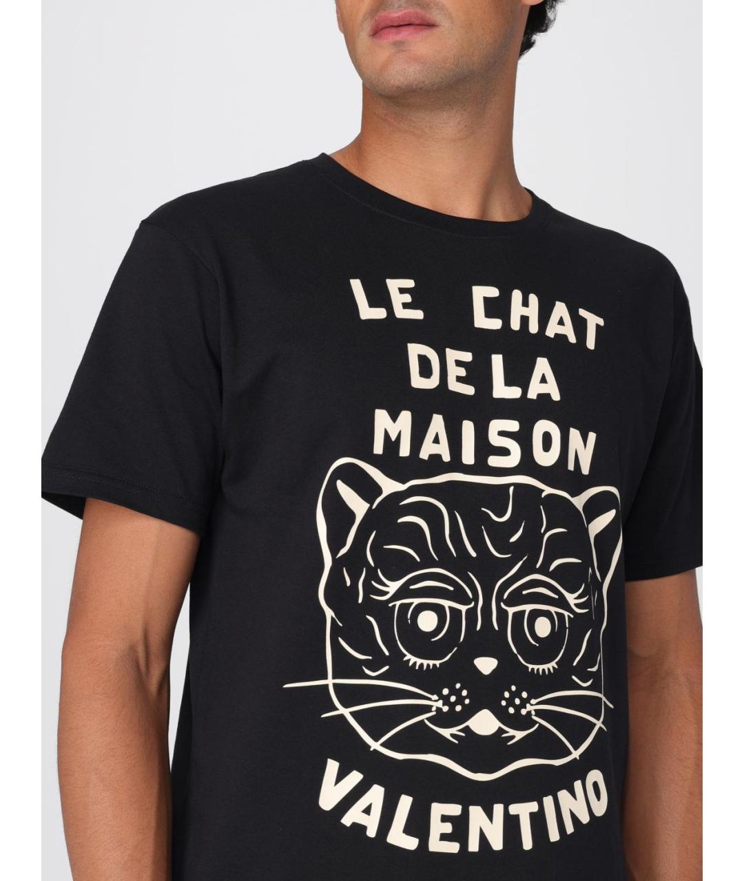 VALENTINO Черная хлопковая футболка, фото 5